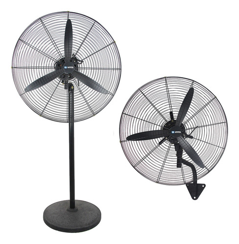 [6204] Ventilador Industrial 24'' Vitta 2 En 1 Pie/ Pared 3 Aspas Negro 