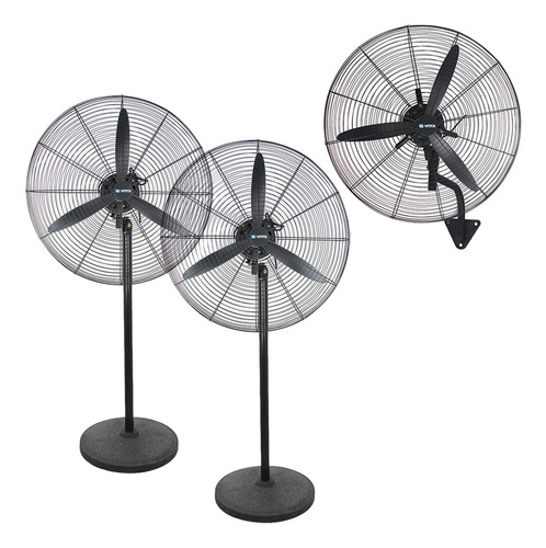 [62042] Combo x2 Ventilador Industrial 24'' Vitta 2 En 1 Pie/ Pared 3 Aspas Negro