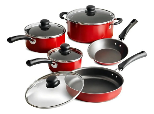 [7187] Batería De Cocina Simple Cooking 9 Pzas Color Rojo Tramontina