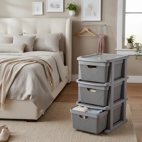 [7214] Cajonera Vitta Canasto Organizador Chifonier Yute Deco Moda